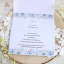 Zaproszenia komunijne Blue Flower Boy (8 szt.) z personalizacją i efektem 3D