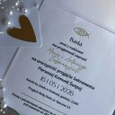 Zaproszenie na Komunię Świętą z hostią - kraft i biel, personalizacja GRATIS