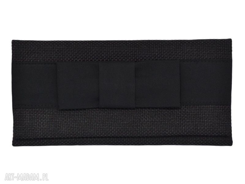 03 0019 Czarna torebka kopertówka wieczorowa do ręki CROW handmade