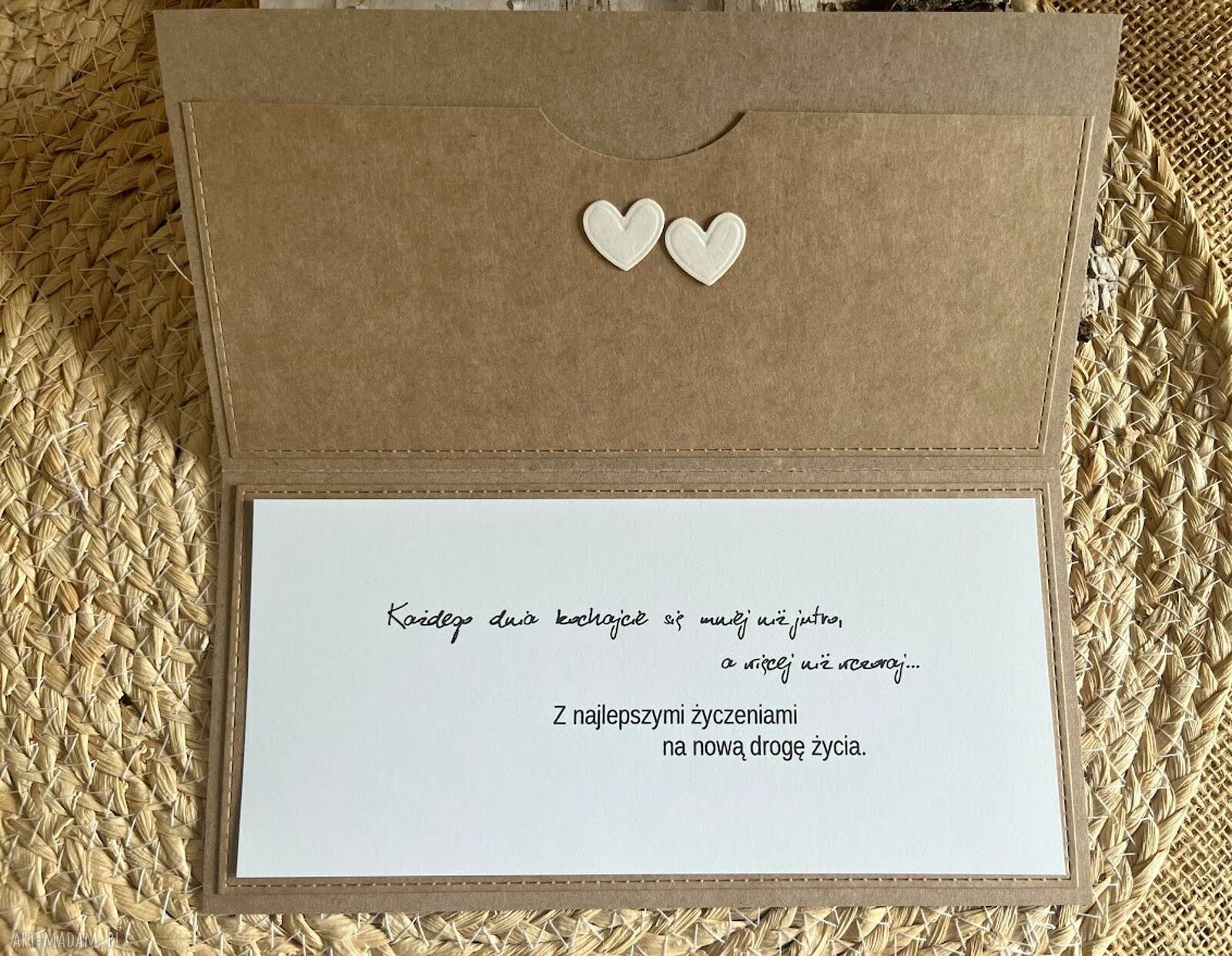 Kartka ślubna eco kraft „Szczęśliwa podróż” dla młodej pary