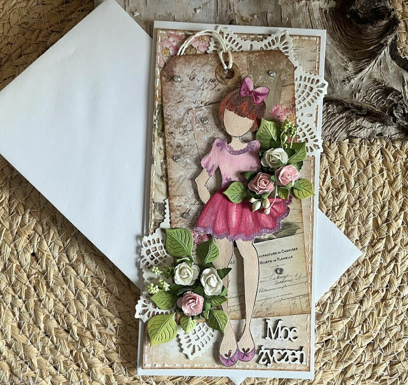 Kartka na urodziny i imieniny dla dziewczynki - ręcznie robiona scrapbooking 3D