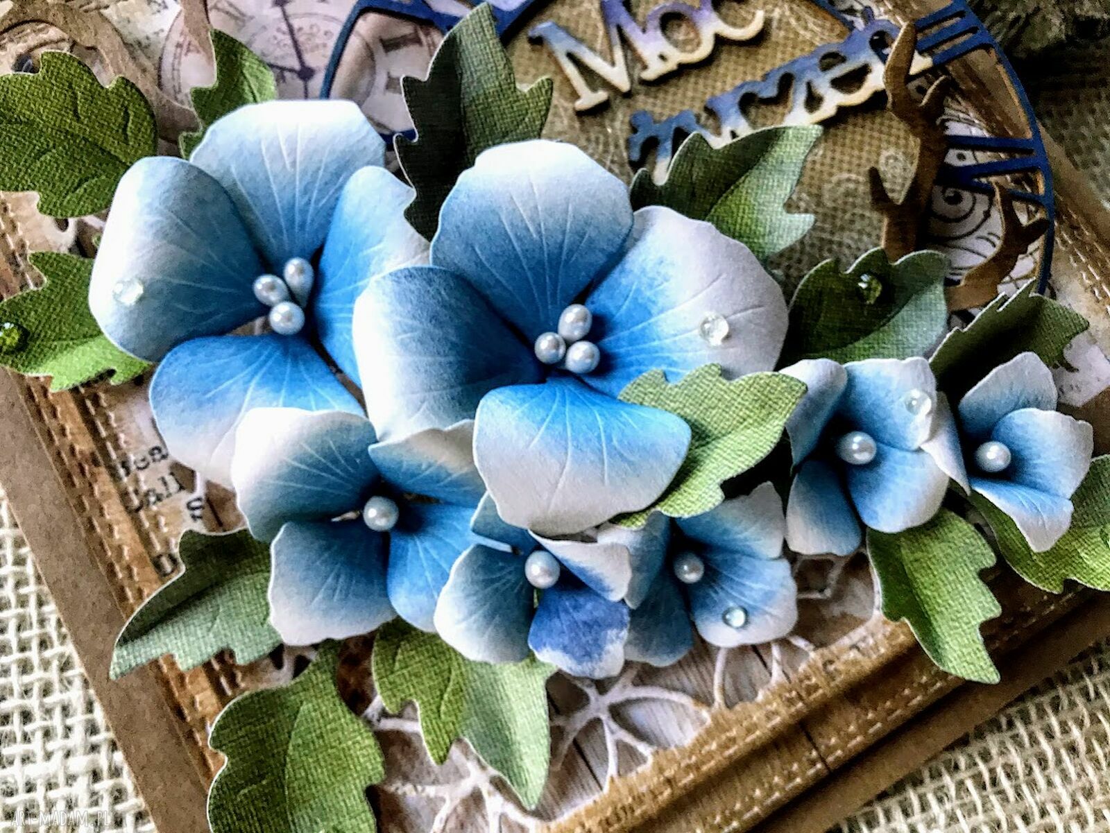 Kartka na urodziny i imieniny w pudełku eco - rękodzieło scrapbooking