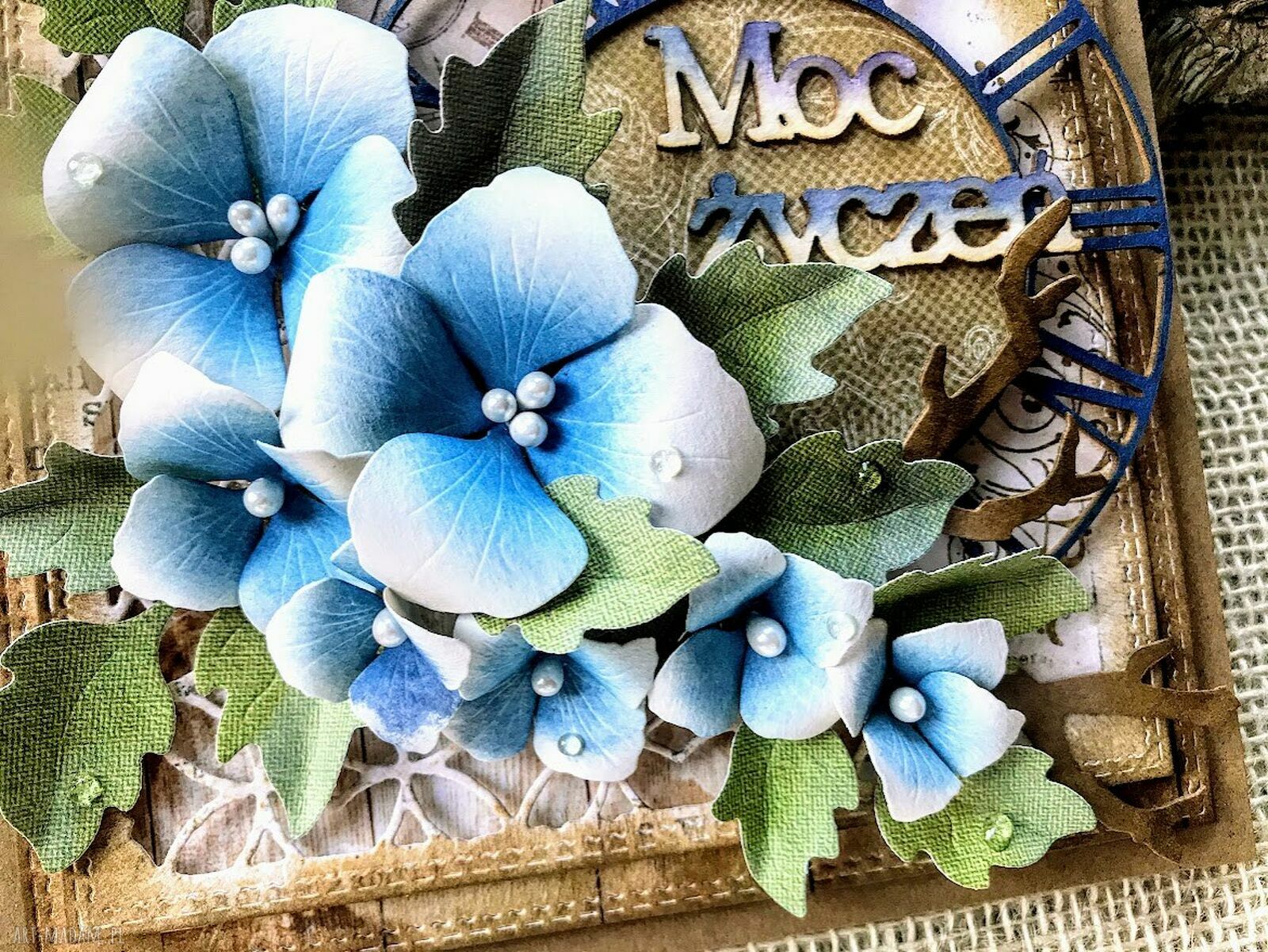 Kartka na urodziny i imieniny w pudełku eco - rękodzieło scrapbooking