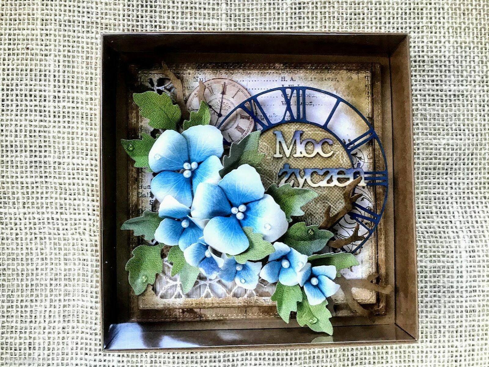 Kartka na urodziny i imieniny w pudełku eco - rękodzieło scrapbooking