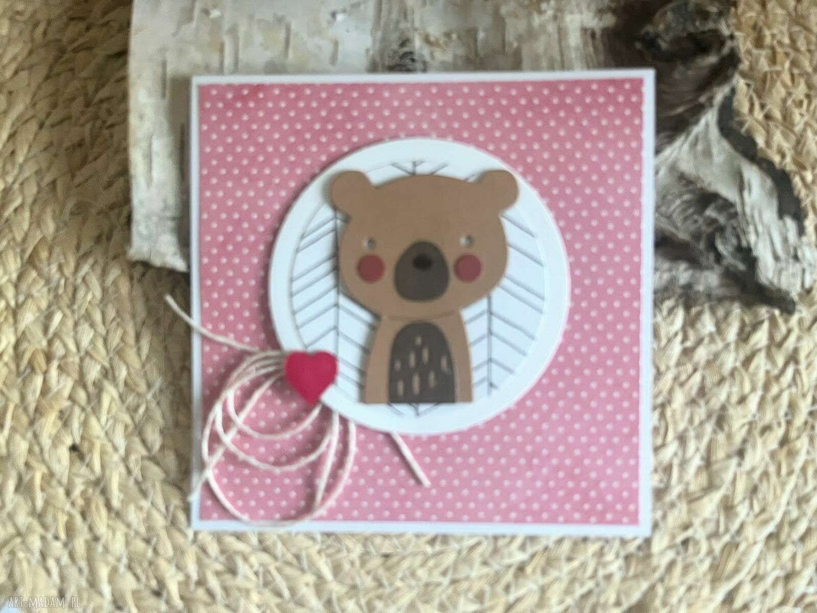 Misiowa kartka scrapbooking na roczek, narodziny i chrzest