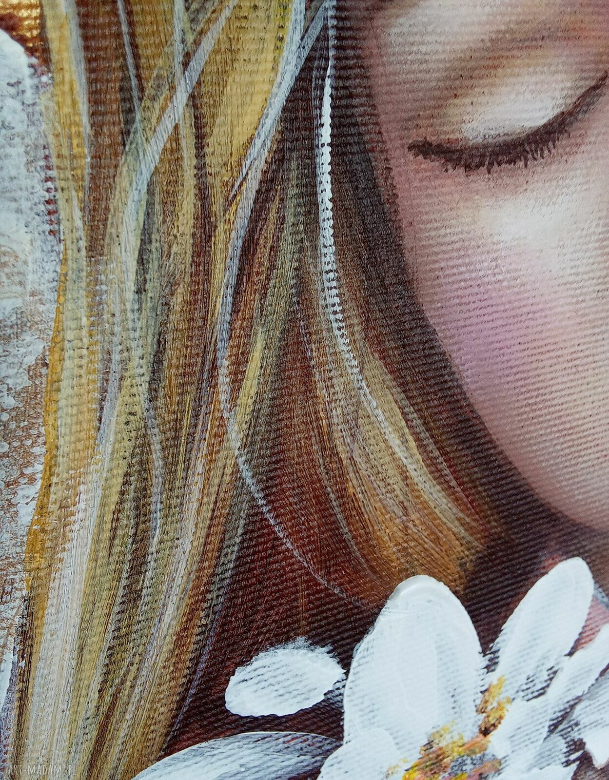 Ręcznie malowany anioł stróż 40x60 cm - obraz na płótnie z dedykacją