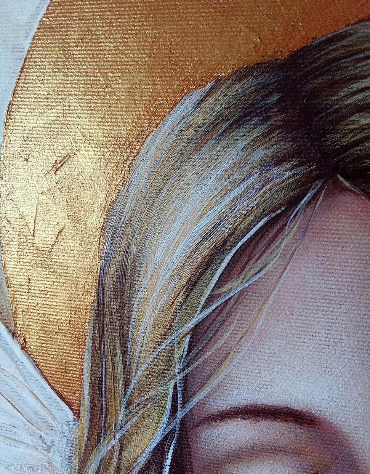 Ręcznie malowany anioł stróż 40x60 cm - obraz na płótnie z dedykacją