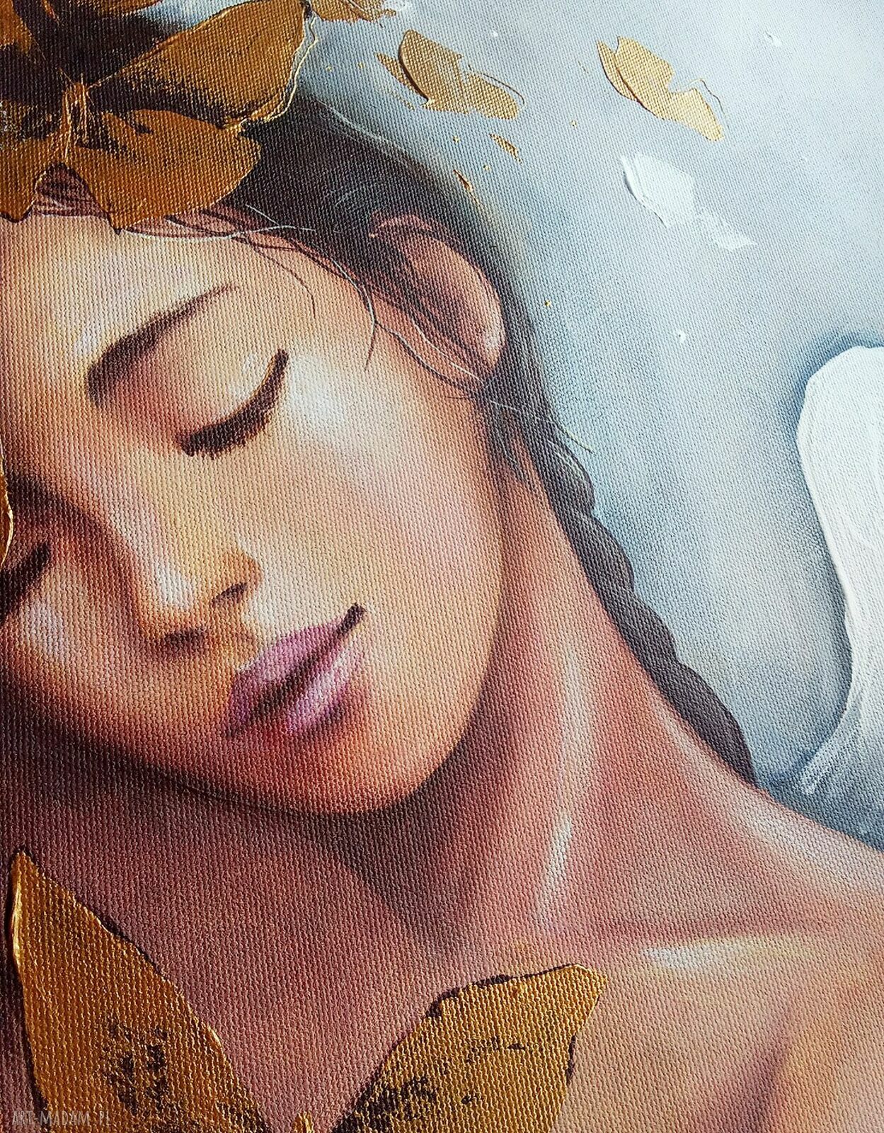 Anioł stróż „Motyle” - obraz ręcznie malowany na płótnie 50x70 cm