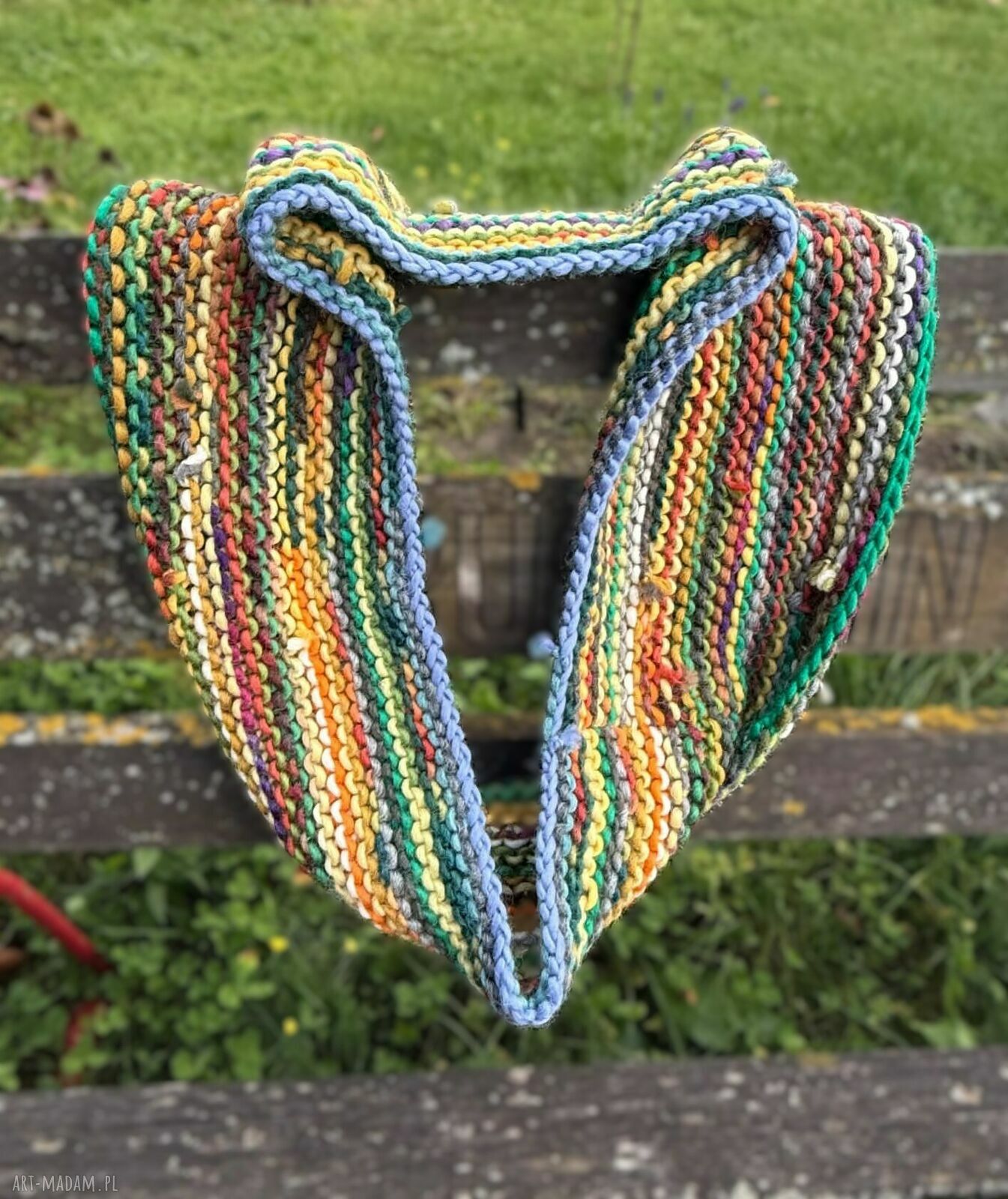 Kolorowy komin z 100% wełny - boho szal tuba