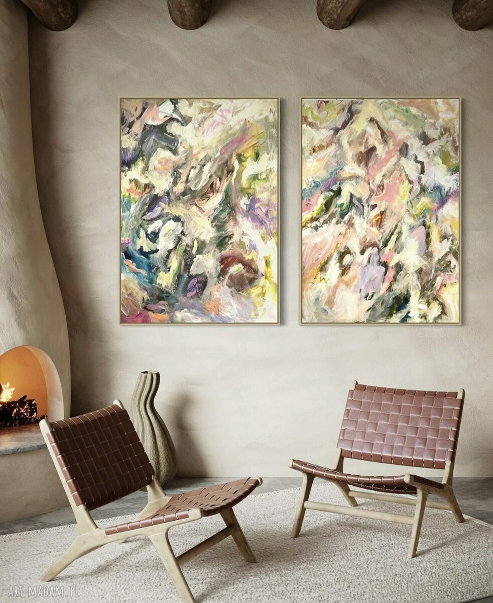 Zestaw abstrakcji 100x70 cm - sygnowany i numerowany