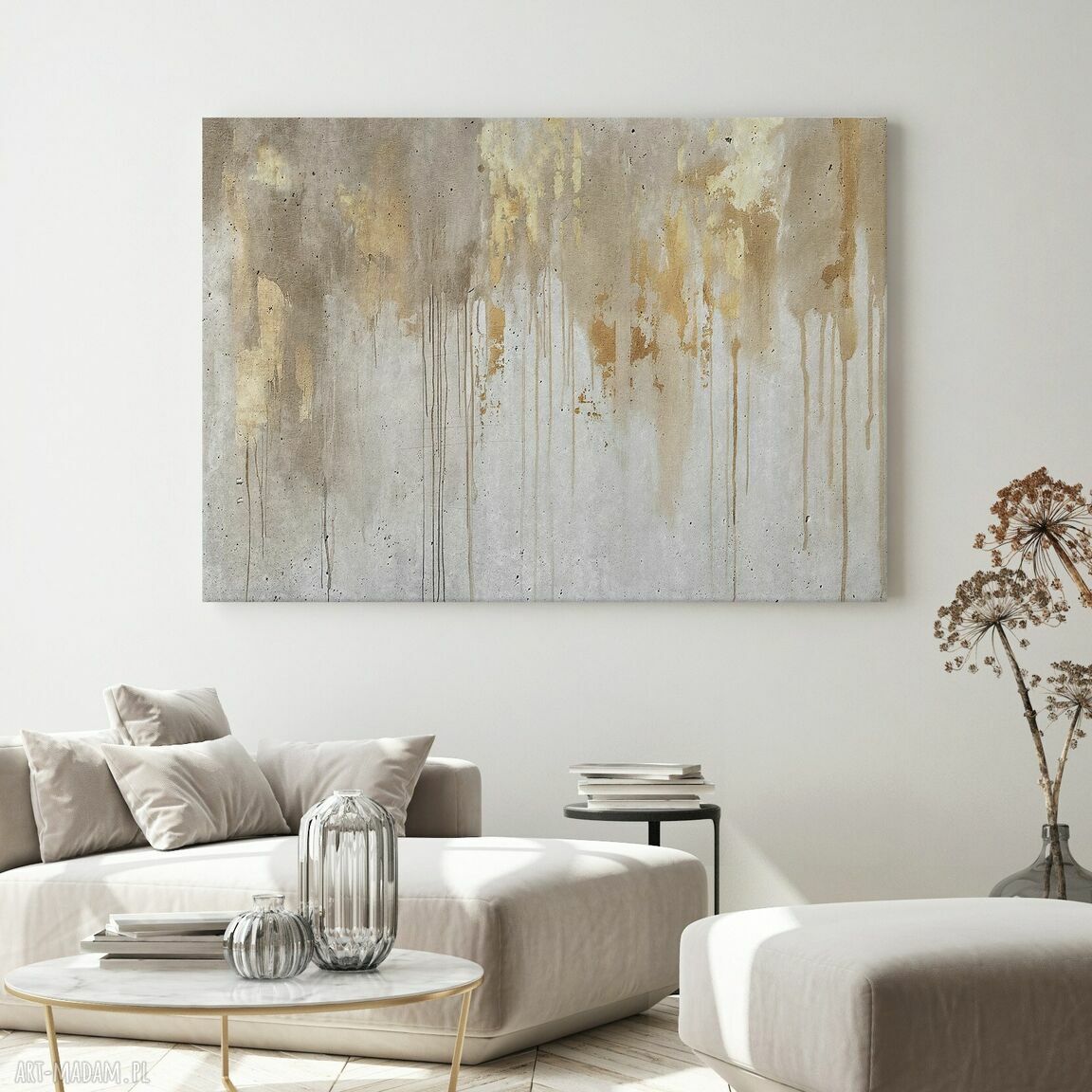 100x70 cm Elegancja w minimalizmie - nowoczesna abstrakcja na płótnie, gotowa do powieszenia