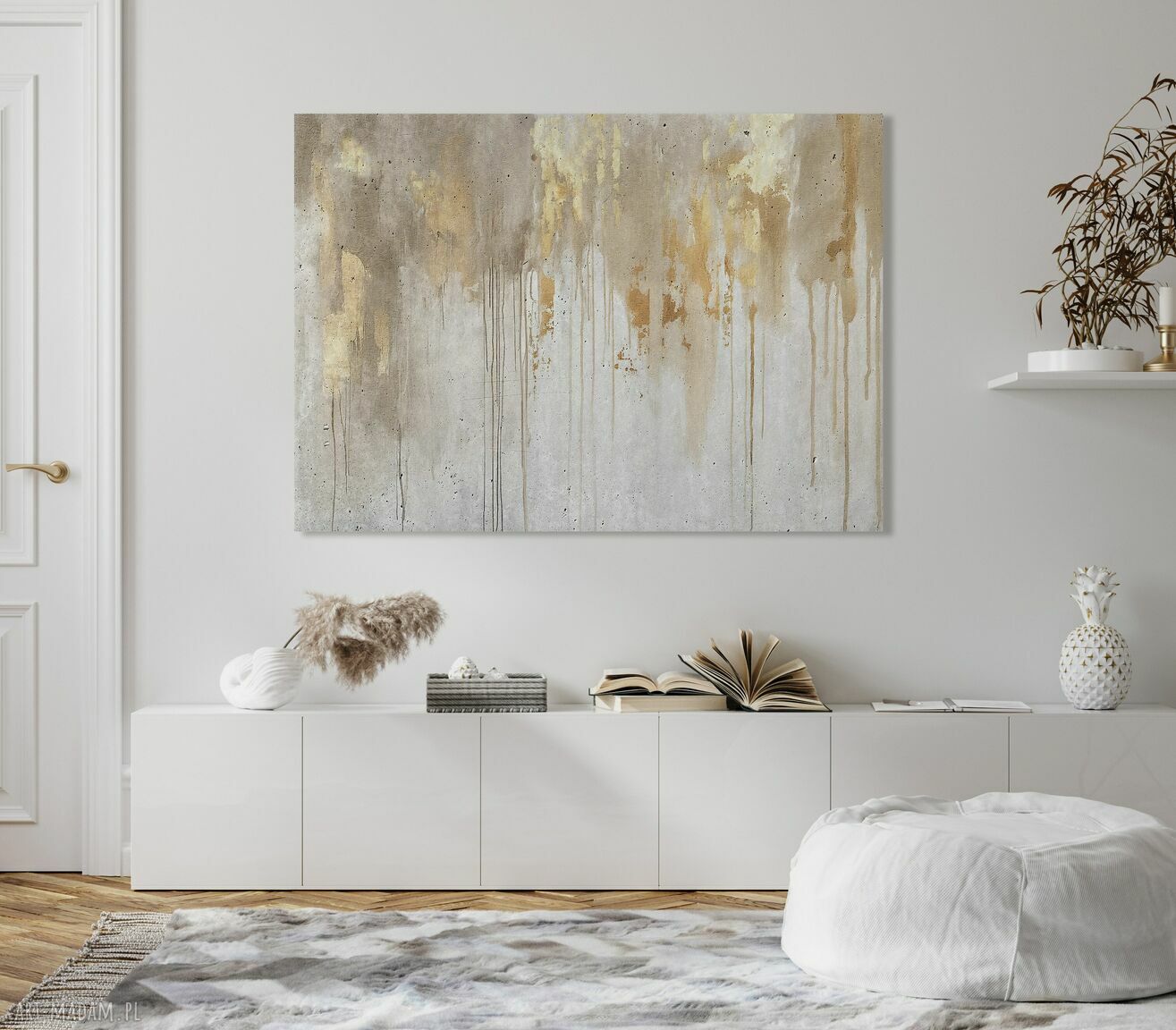 100x70 cm Elegancja w minimalizmie - nowoczesna abstrakcja na płótnie, gotowa do powieszenia