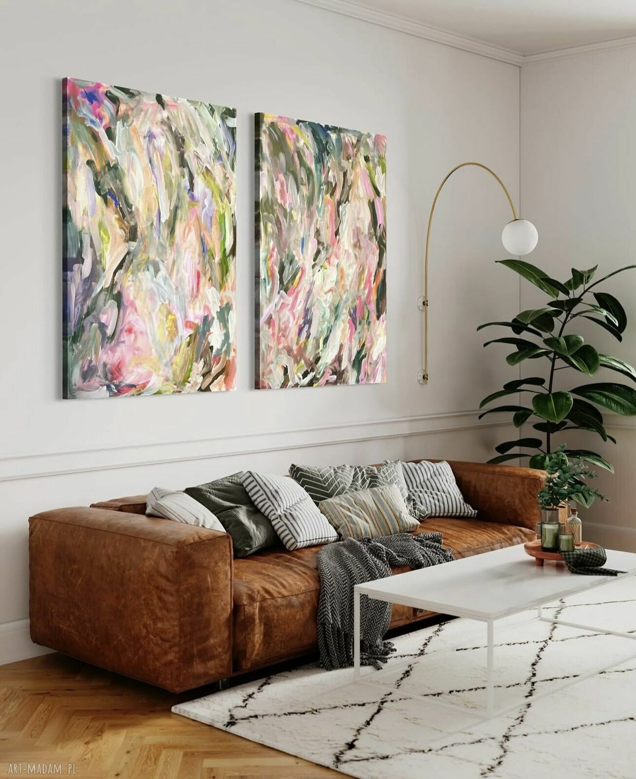 Zestaw obrazów abstrakcyjnych 100x70 cm do salonu - 2 sztuki