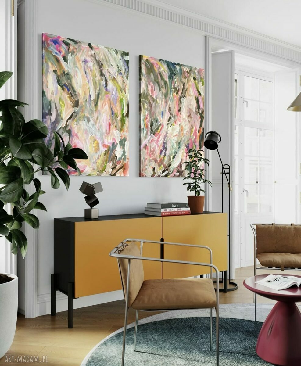 Zestaw obrazów abstrakcyjnych 100x70 cm do salonu - 2 sztuki