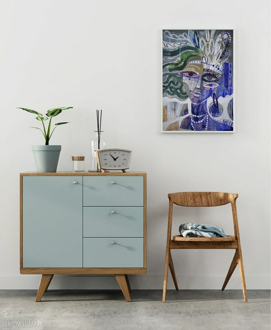 Plakat 100x70 cm Perły - portret kobiety
