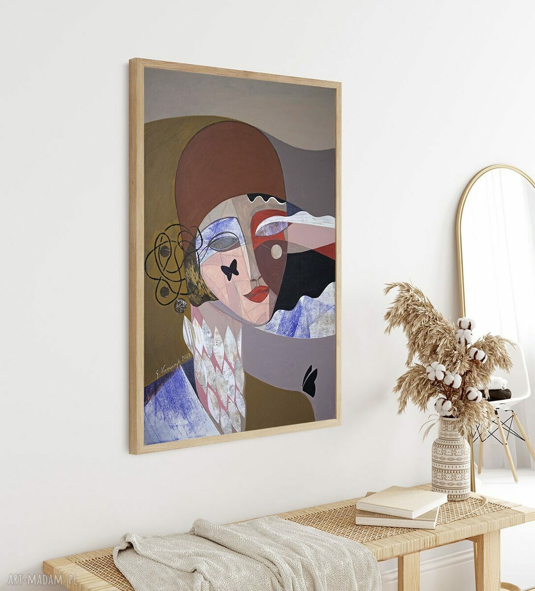Plakat 100x70 cm Dama z motylami - wydruk artystyczny