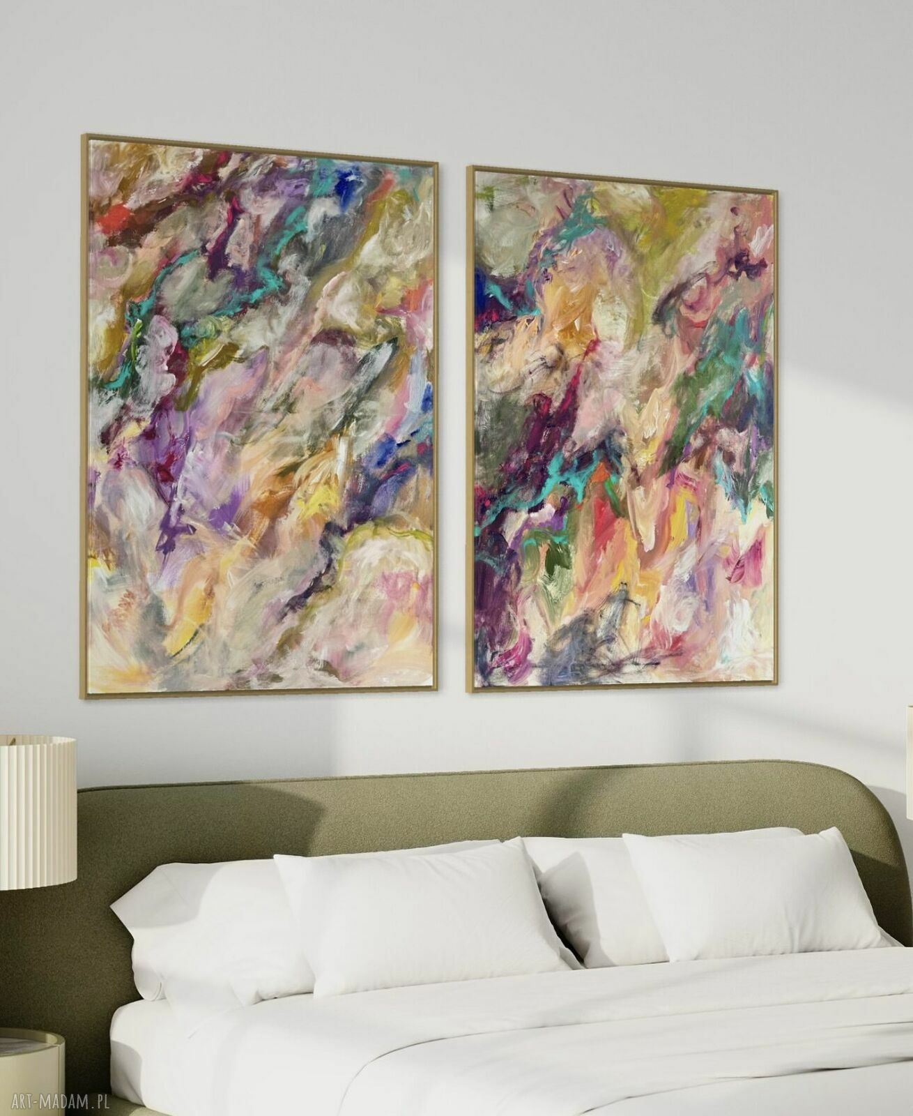 Zestaw abstrakcji 100x70 cm By Ferens - kolorowa kompozycja do salonu