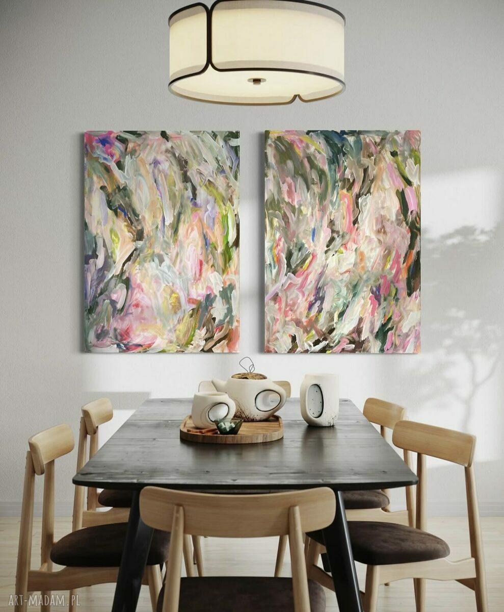 Zestaw obrazów abstrakcyjnych 100x70 cm do salonu - 2 sztuki