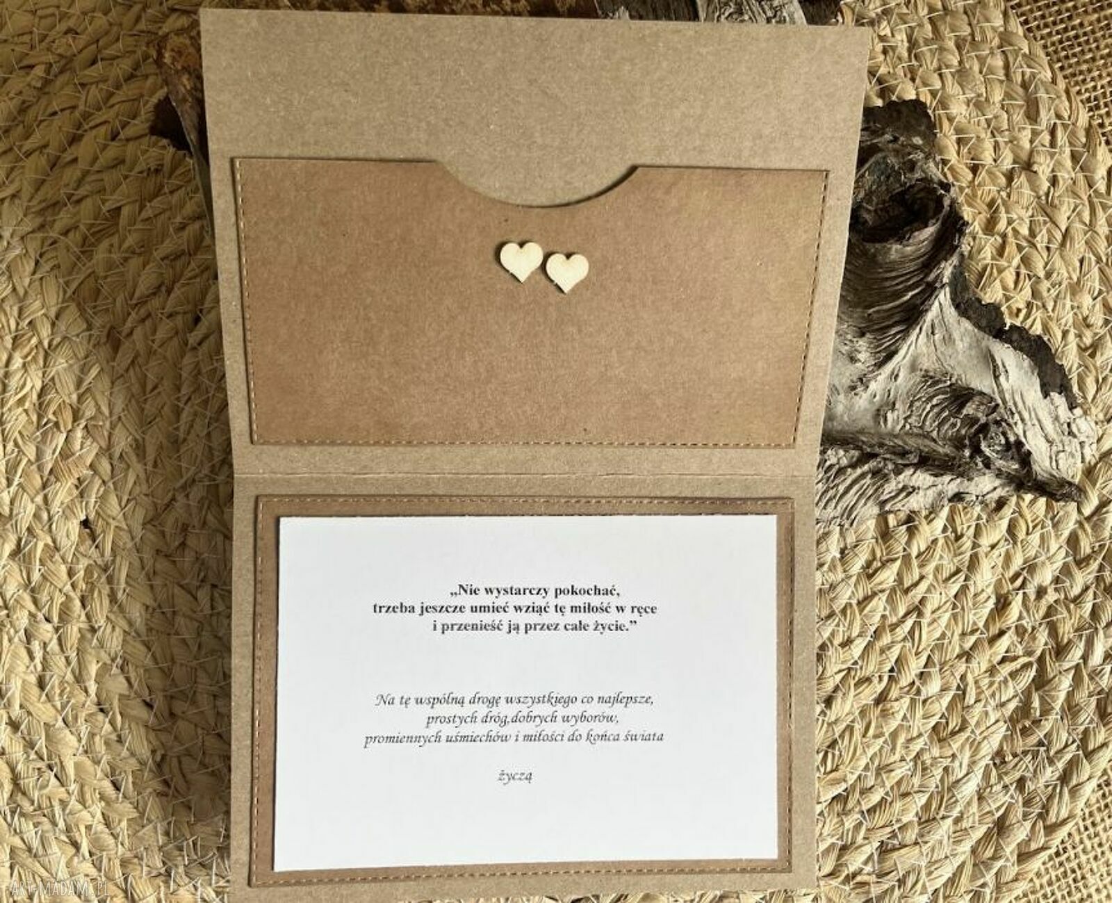Kartka ślubna handmade z mapą i samolotem „Szczęśliwa podróż” (kraft eco)