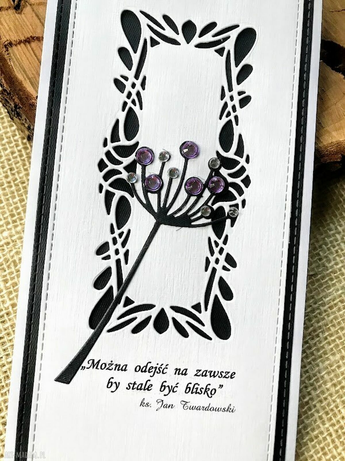 Kartka kondolencyjna scrapbooking z białą kopertą - ręczne wykonanie