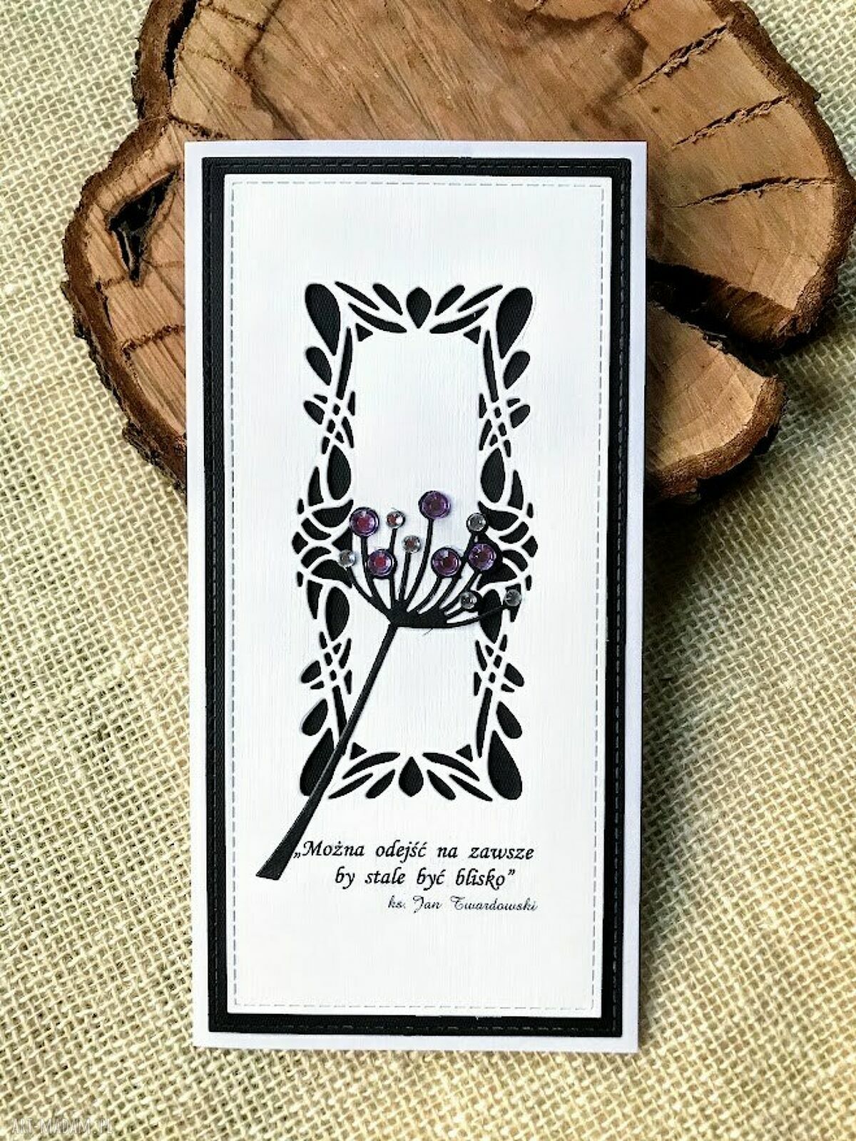 Kartka kondolencyjna scrapbooking z białą kopertą - ręczne wykonanie