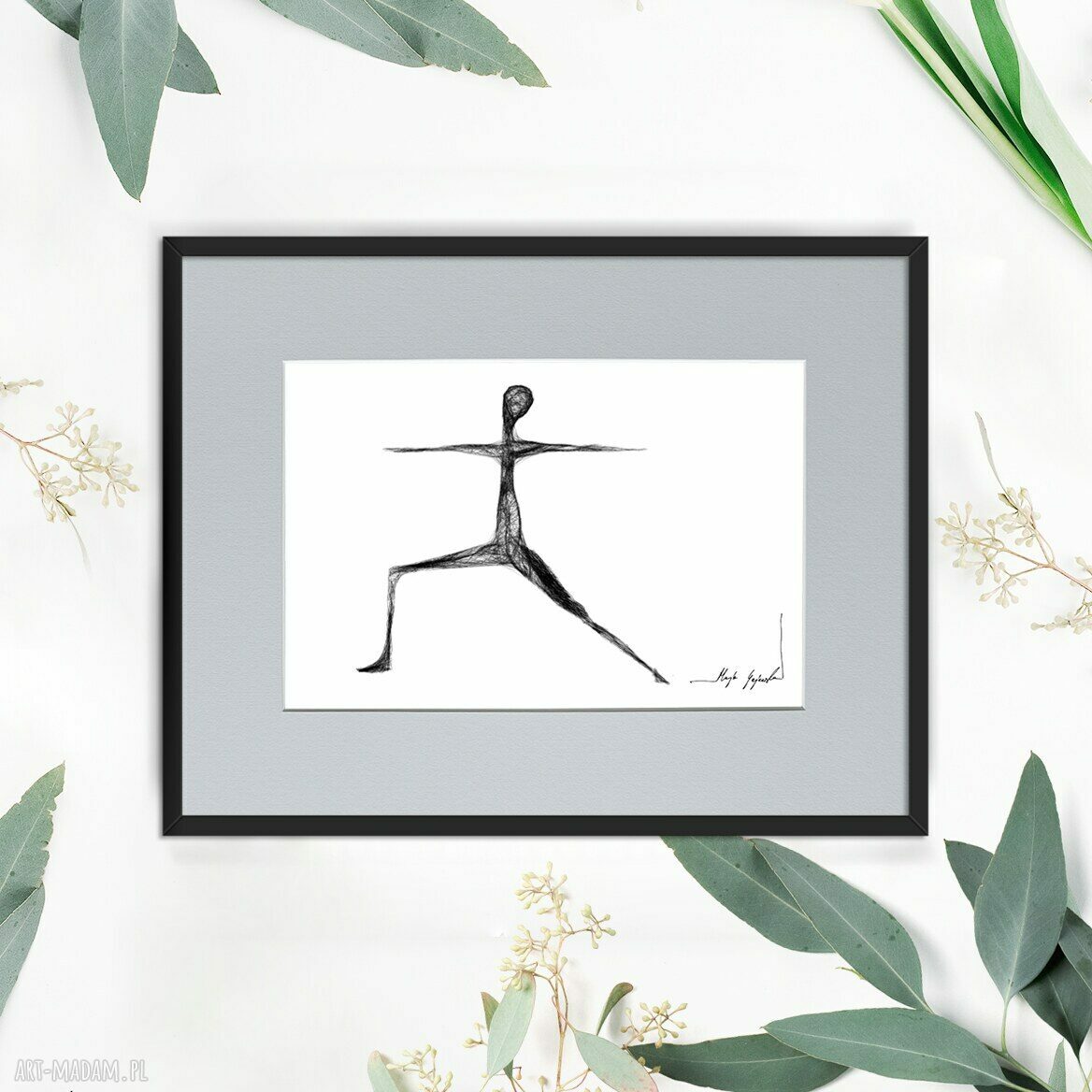 Grafika 145 - joga - czarno-biała dekoracja do salonu (40x30 cm)