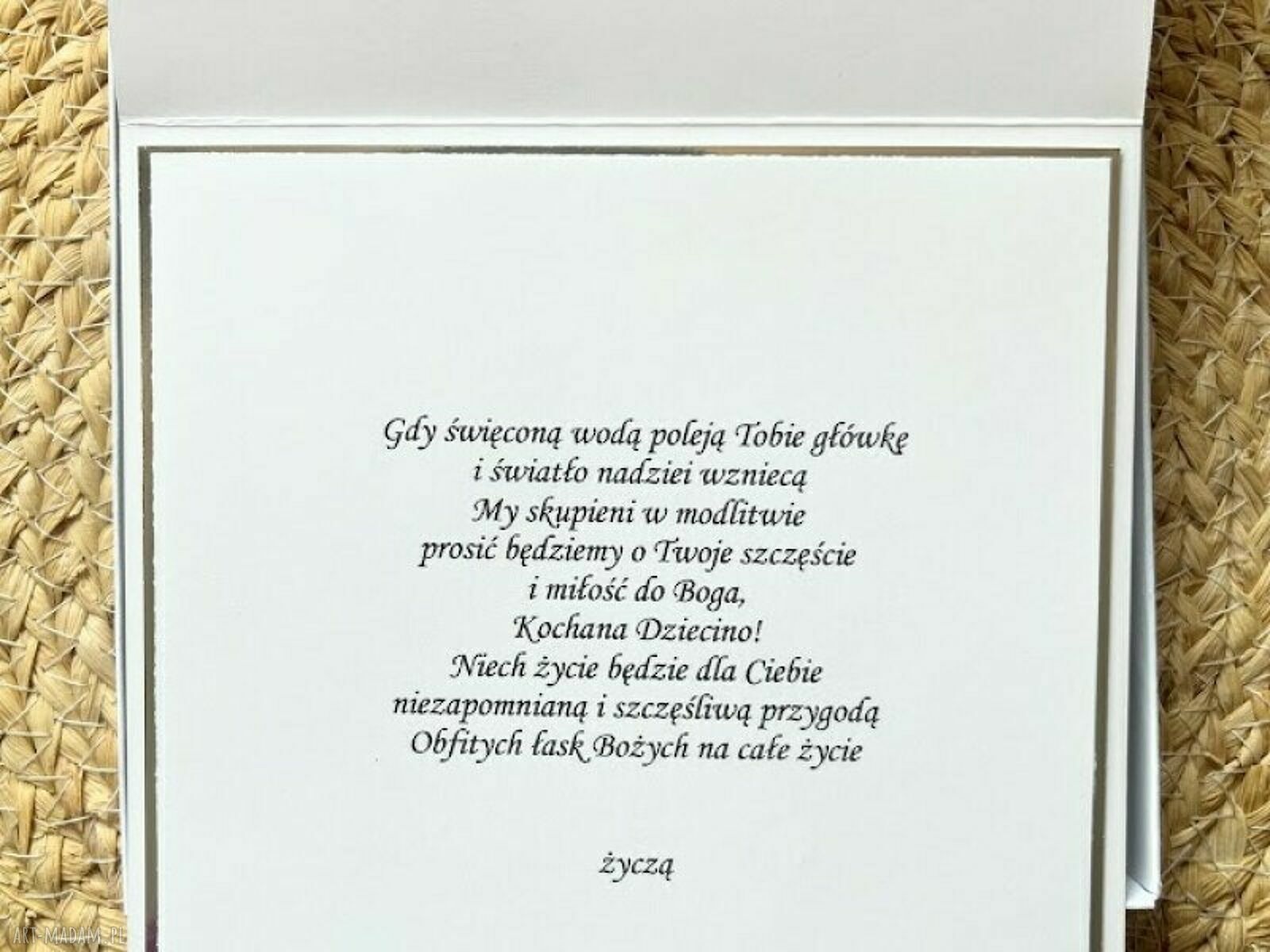 Kartka na chrzest święty dla chłopca w pudełku z torebką