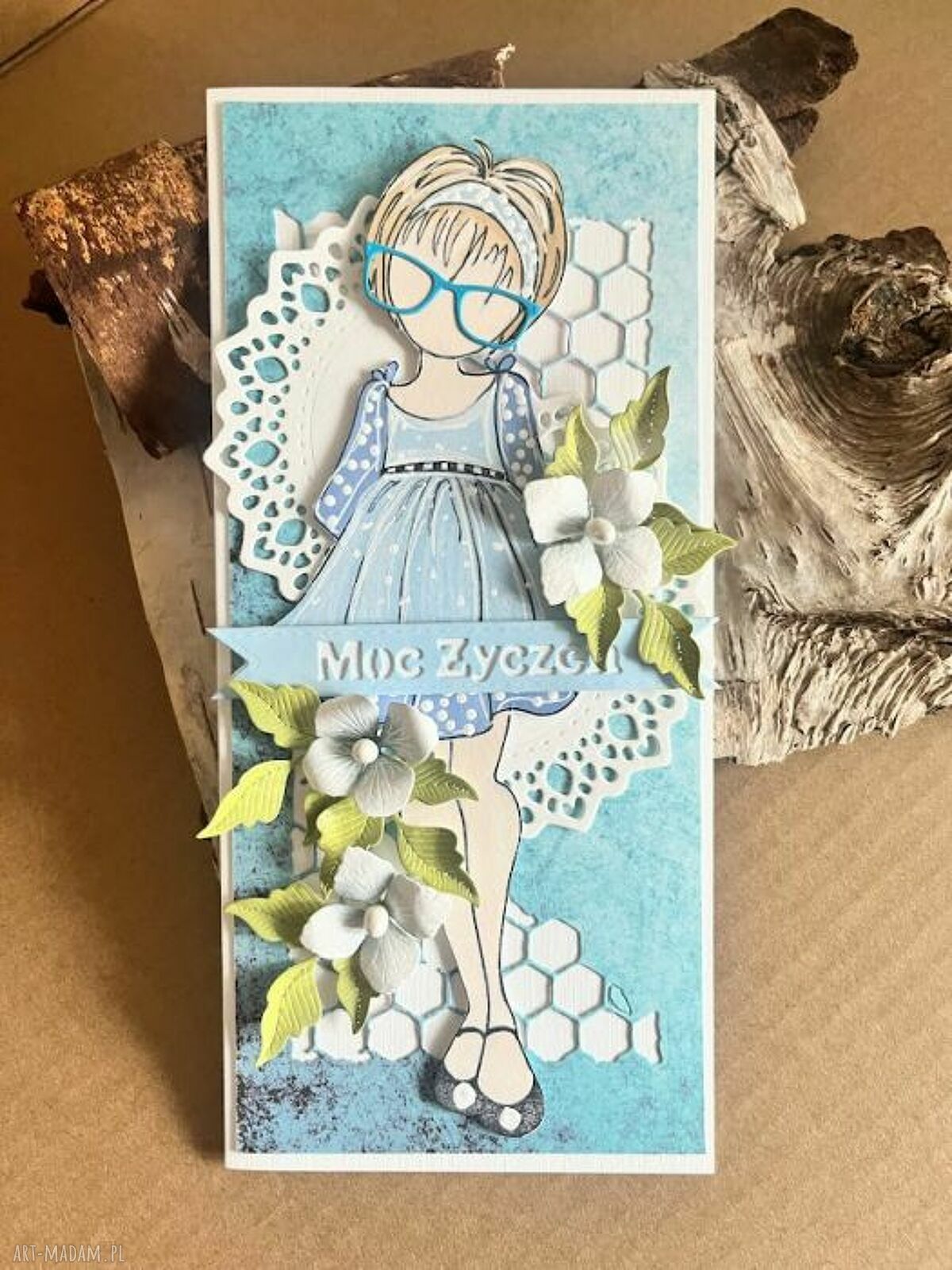 Ręcznie robiona kartka urodzinowa lub imieninowa dla dziewczynki