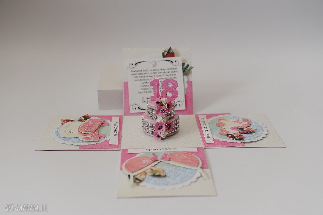 Pudełko box na 18 urodziny - ręcznie robione scrapbooking z niespodzianką
