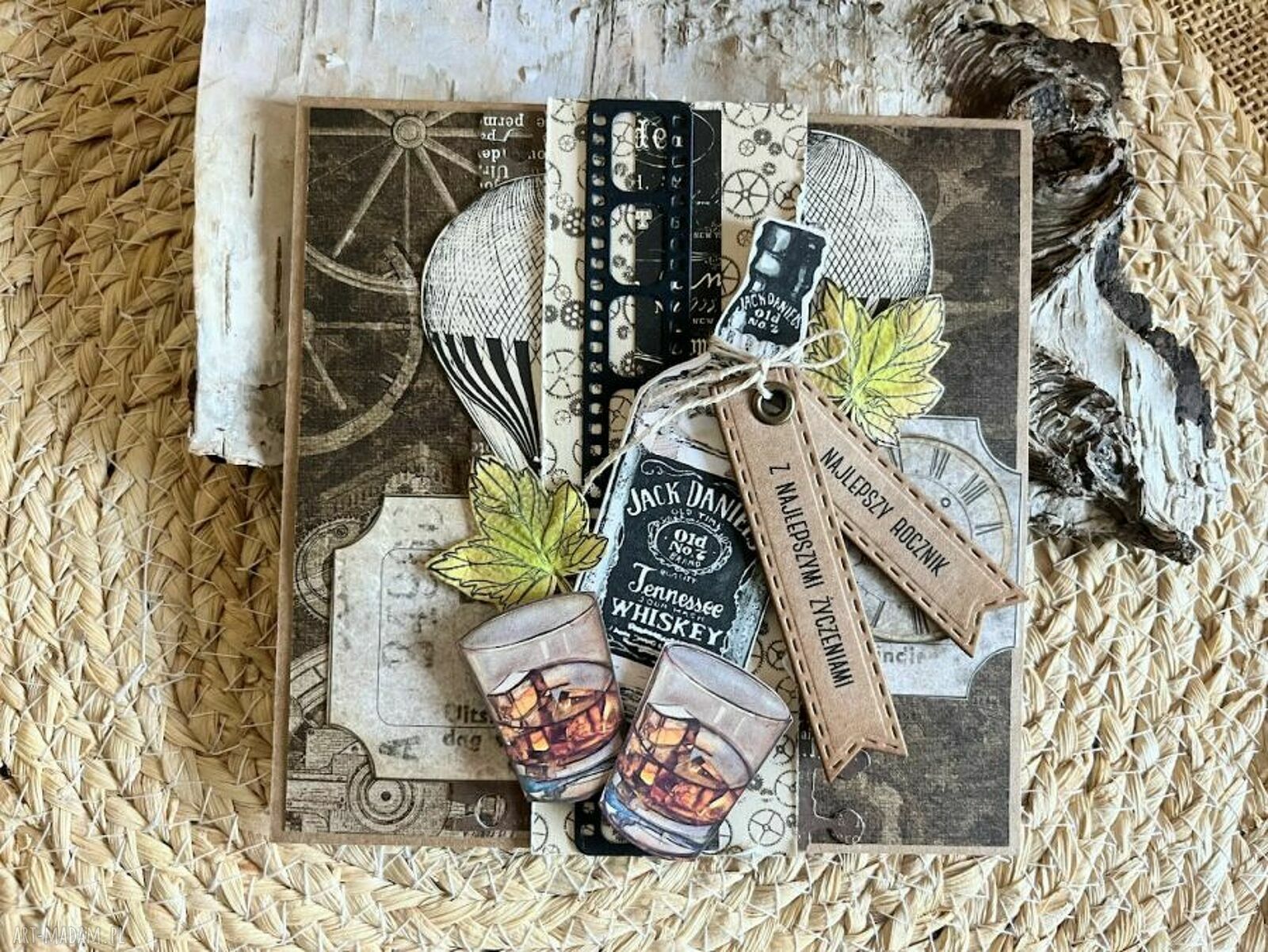 Męska kartka urodzinowa Jack Daniels w stylu vintage