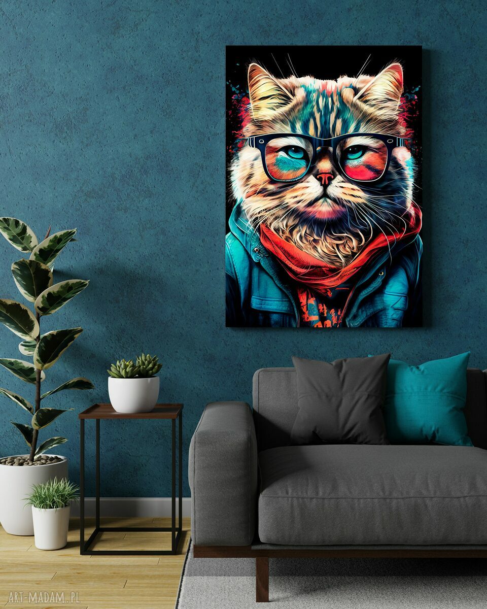 2 plakaty 50x70 cm - Portrety hipsterskich kotów - Indi i Willow