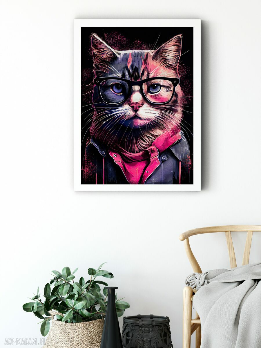 2 plakaty 50x70 cm - Portrety hipsterskich kotów - Indi i Willow