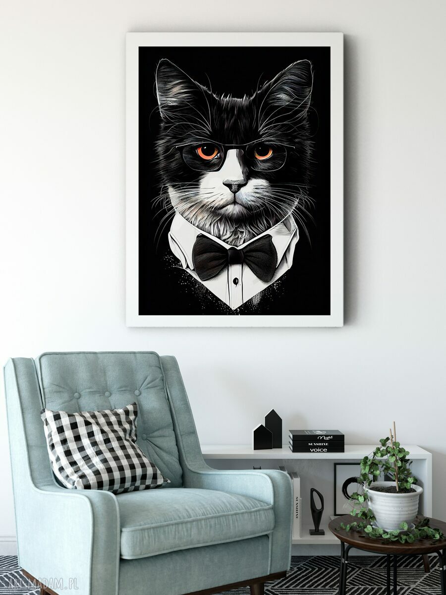 2 plakaty 50x70 cm - Portrety hipsterskiego psa Luny i kota Olivera