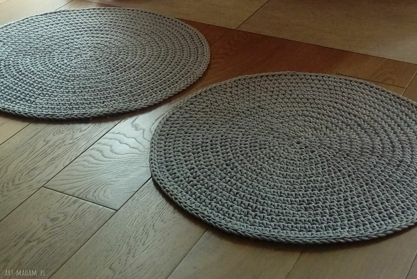 Komplet 2 dywanów Classic Gray 70 cm - jasny szary ze sznurka bawełnianego