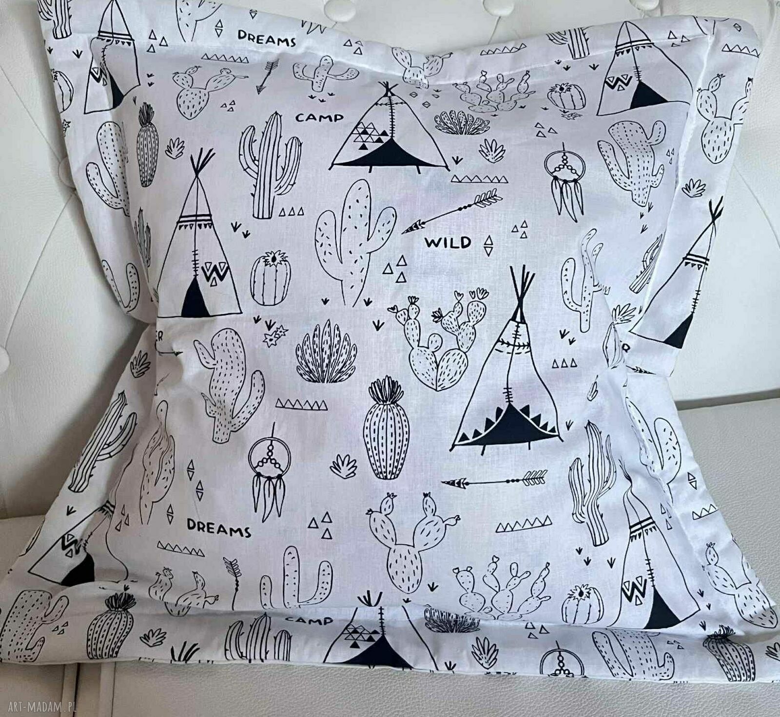 Zestaw 2 poszewek Kaktusy 40x40 cm z bawełny - zapinane na guziki