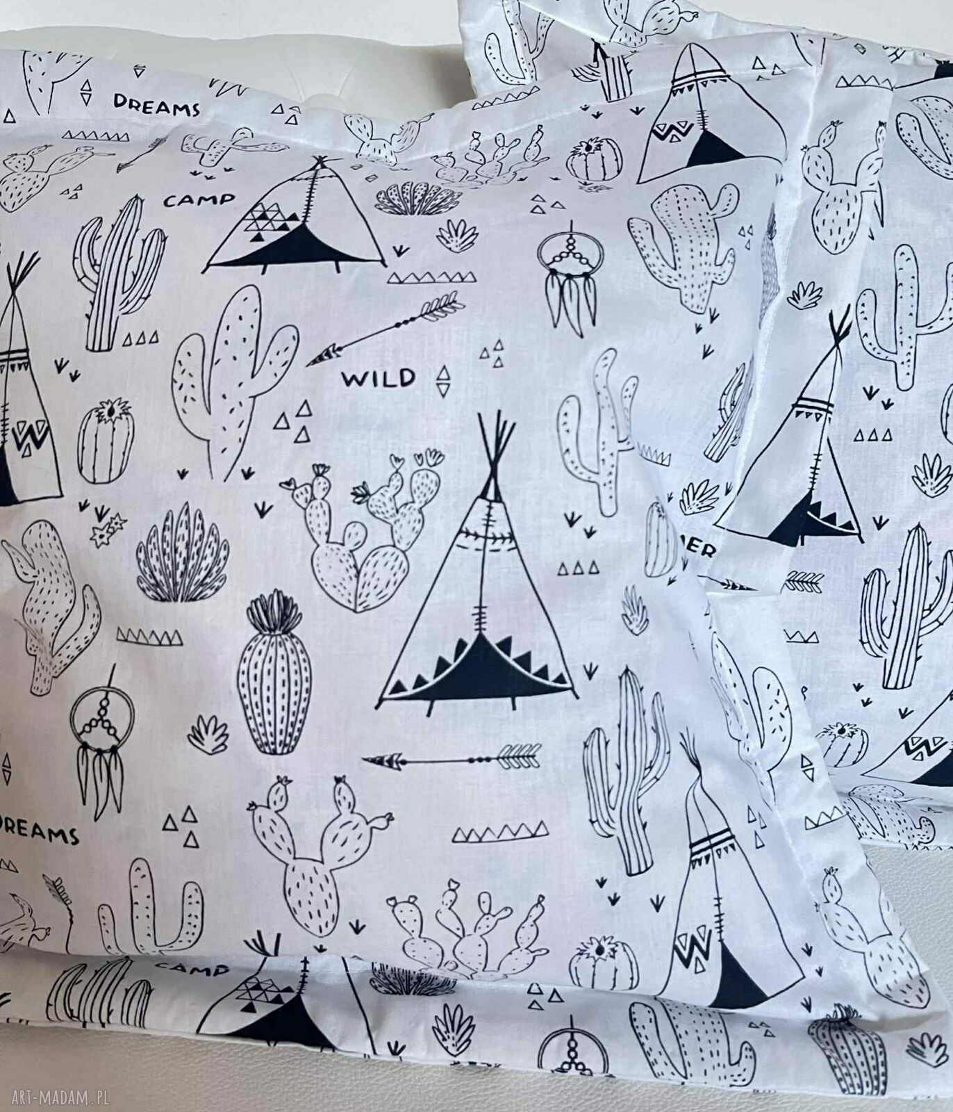 Zestaw 2 poszewek Kaktusy 40x40 cm z bawełny - zapinane na guziki