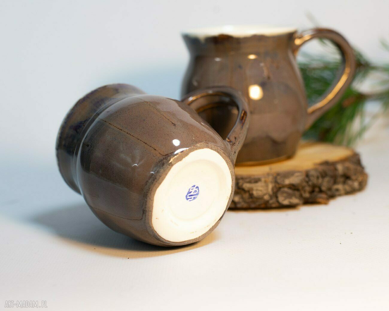 Zestaw 2 kubków porcelanowych "Elegancka czekolada" - czekoladowy fiolet