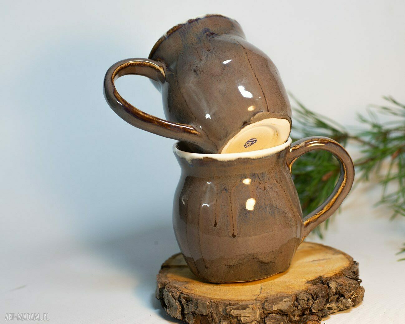 Zestaw 2 kubków porcelanowych "Elegancka czekolada" - czekoladowy fiolet