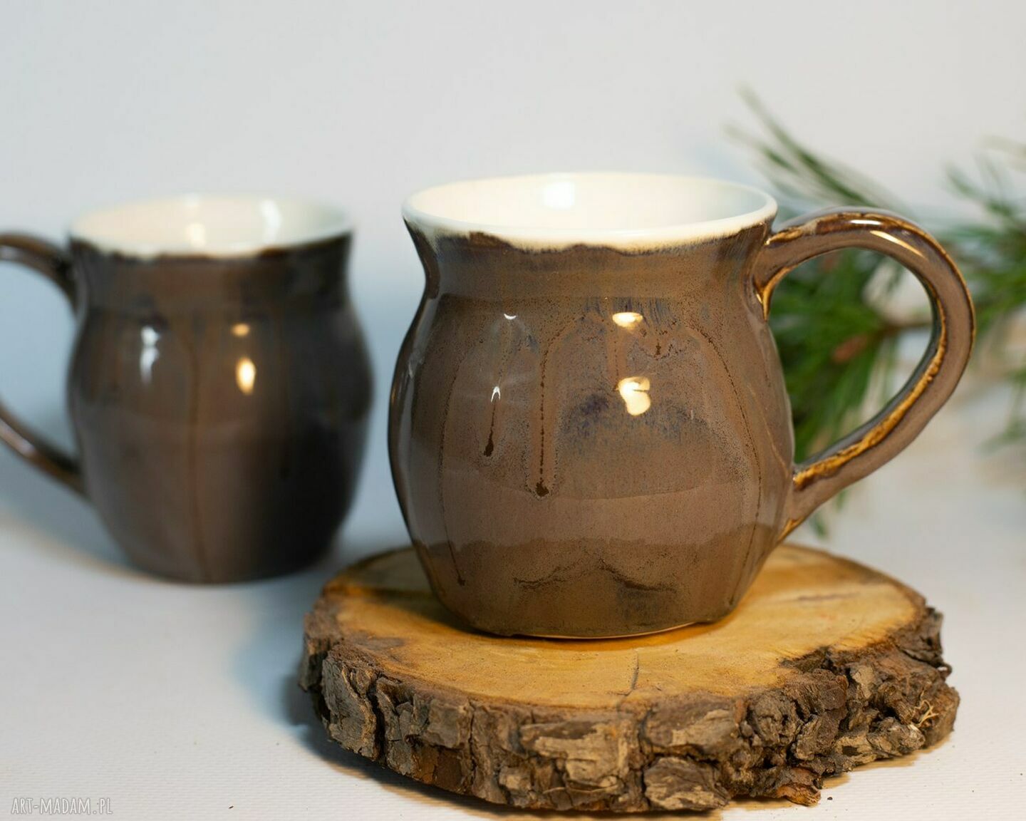 Zestaw 2 kubków porcelanowych "Elegancka czekolada" - czekoladowy fiolet