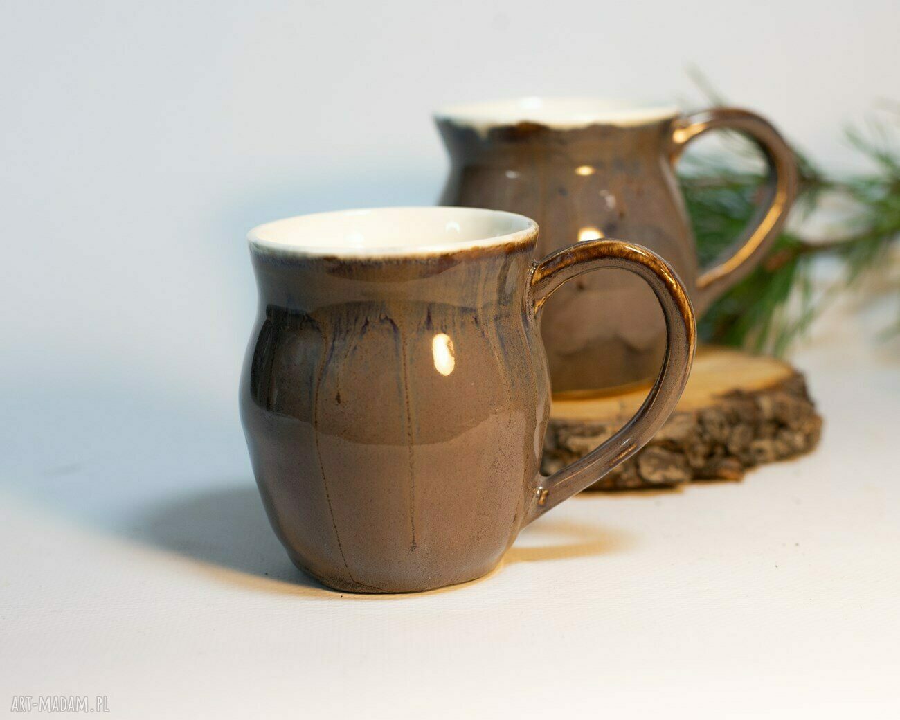 Zestaw 2 kubków porcelanowych "Elegancka czekolada" - czekoladowy fiolet