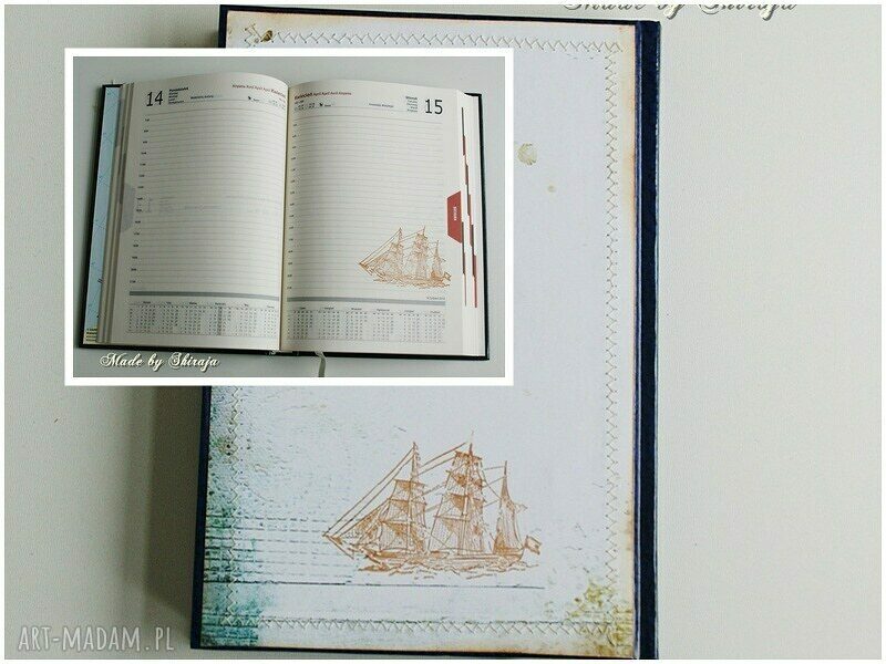 Kalendarz 2014 - Morska opowieść A5 dzienny, ręcznie zdobiony scrapbooking