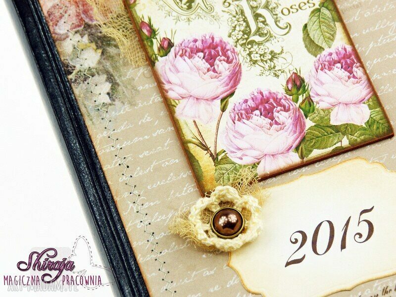 Kalendarz książkowy A5 Różany Ogród 2015 - handmade