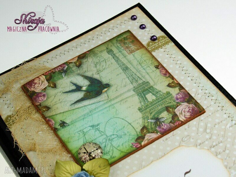 Kalendarz książkowy A5 2015 - Pocztówka z Paryża - rękodzieło scrapbooking
