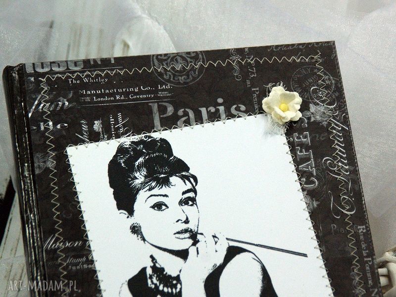 Kalendarz książkowy A5 2016 Audrey Hepburn - scrapbooking handmade
