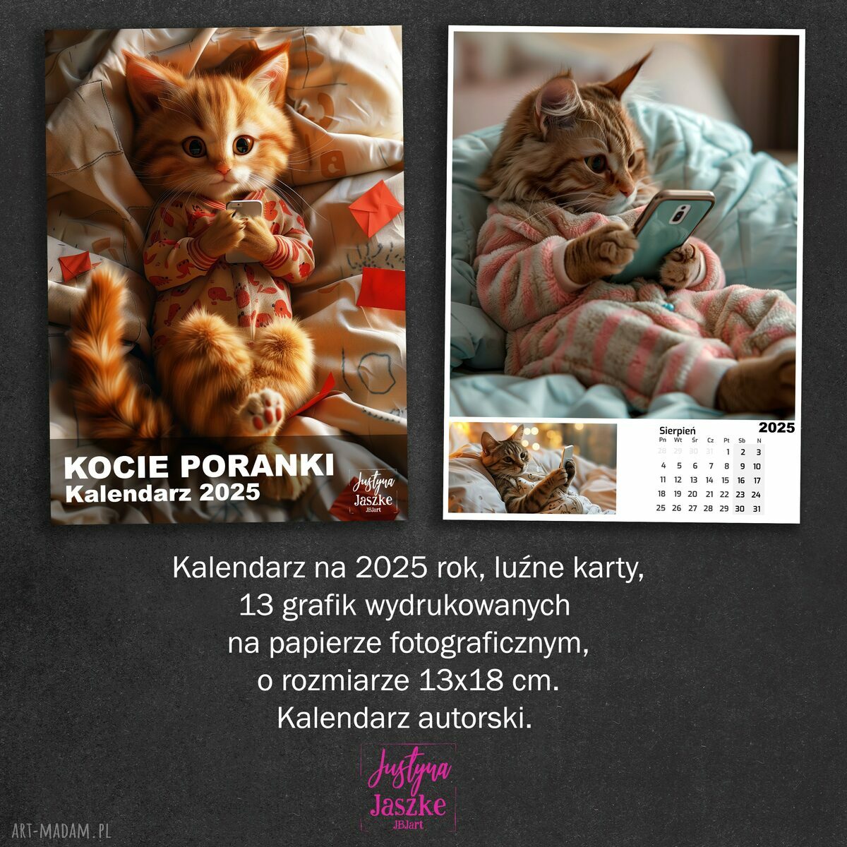Kalendarz 2025 - 13x18 cm - Koty Kocie poranki