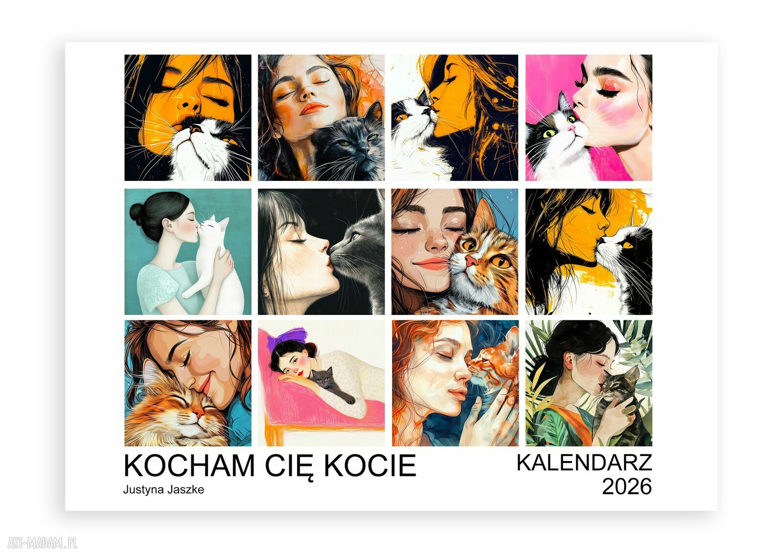 Kalendarz 2026 poziomy „Kocham Cię Kocie” - koty 13x18 cm