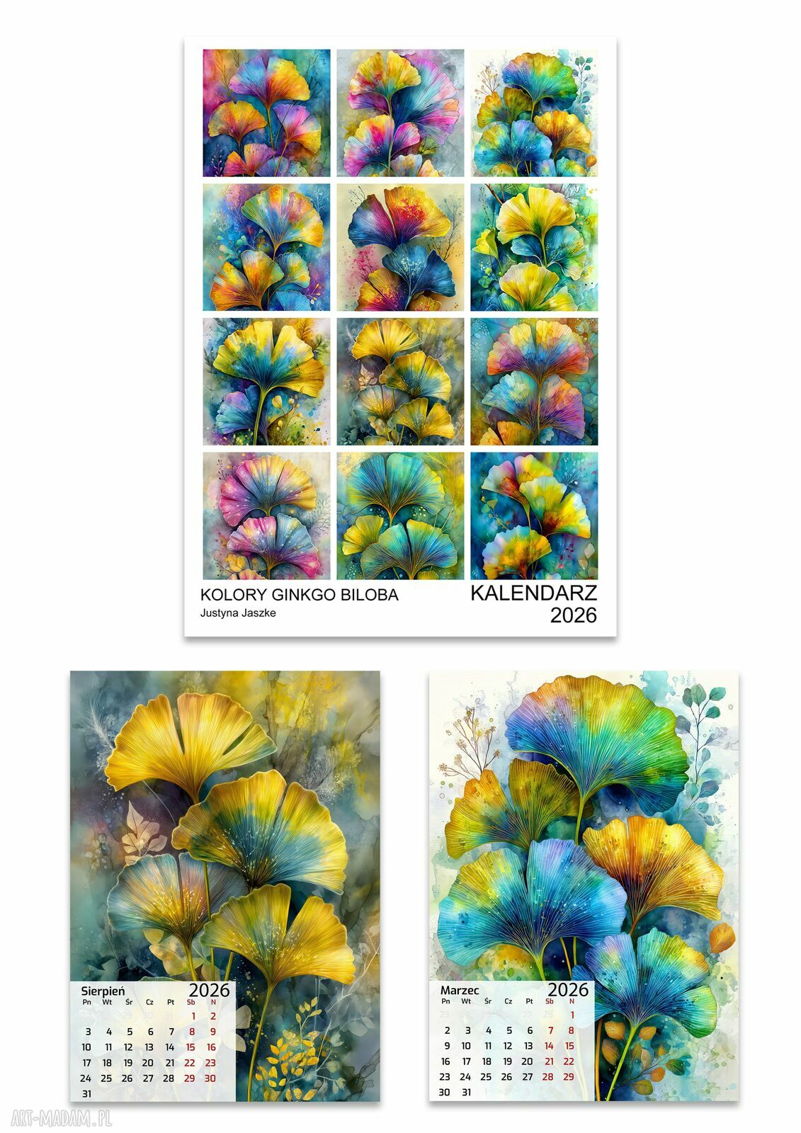 Kalendarz 2026 Kolory Ginkgo Biloba 13x18 cm