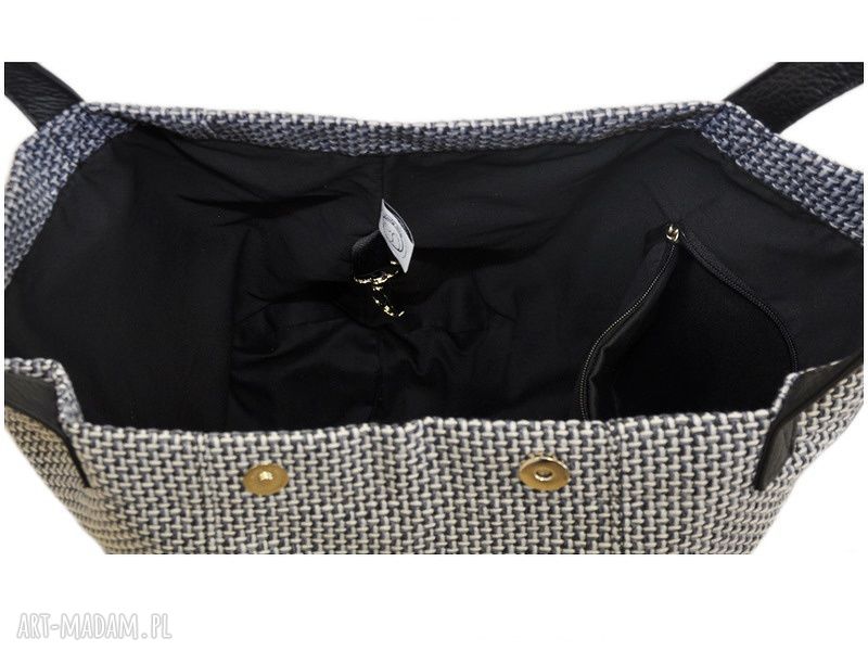 24 0018 Szaro czarna torebka damska worek SWALLOW handmade