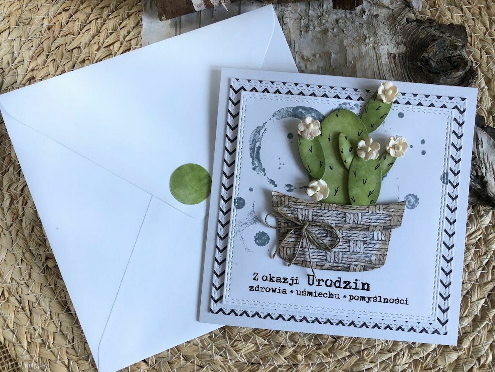 Kaktusowa kartka urodzinowa handmade