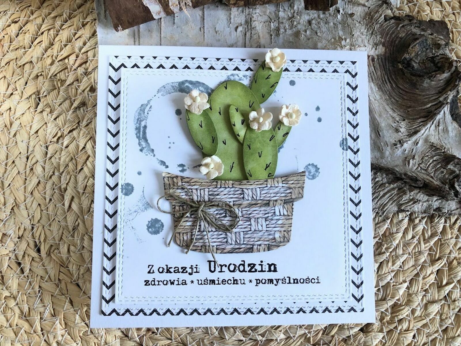 Kaktusowa kartka urodzinowa handmade